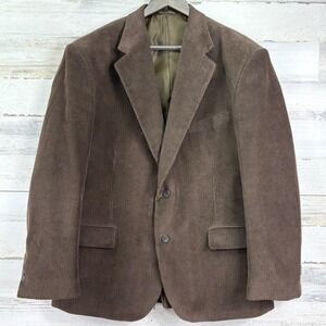 Hunt Valley Mens 44R Brown Corduroy Blazer Jacket Sport Coat Two Button Classic